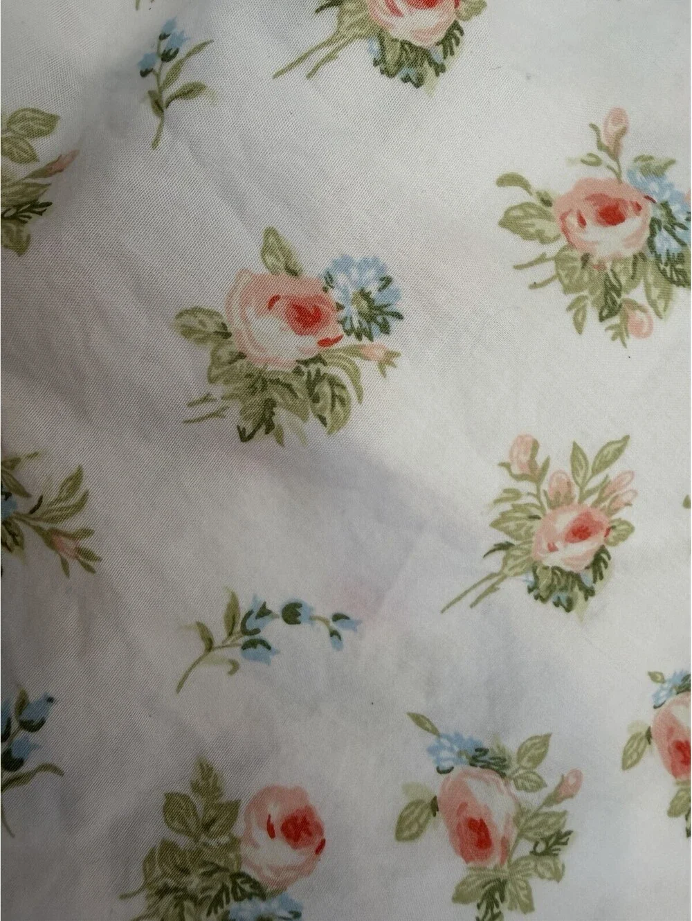 Laura Ashley Two Piece Sheet Set Size Full Peach & Blue Roses 100% Cotton EUC